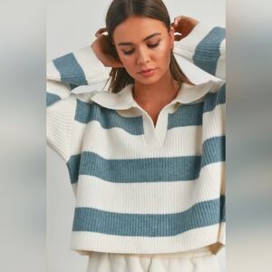 Striped Blue and White Women's Sweater